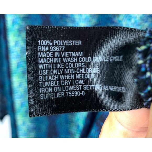 Worthington Women's Snakeskin Print Short Sleeve V-Neck Top Blue Size 1X - Picture 7 of 7